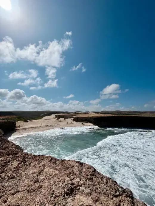 Dramatic rock formation along Aruba's rugged coastline