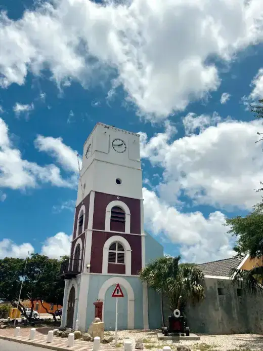 Oranjestad clock tower in downtown Aruba