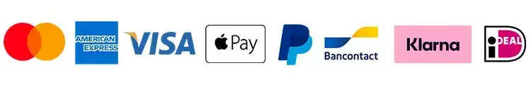 Accepted payment methods: Mastercard, Amex, Visa, Apple Pay, PayPal, Bancontact, Klarna and iDEAL