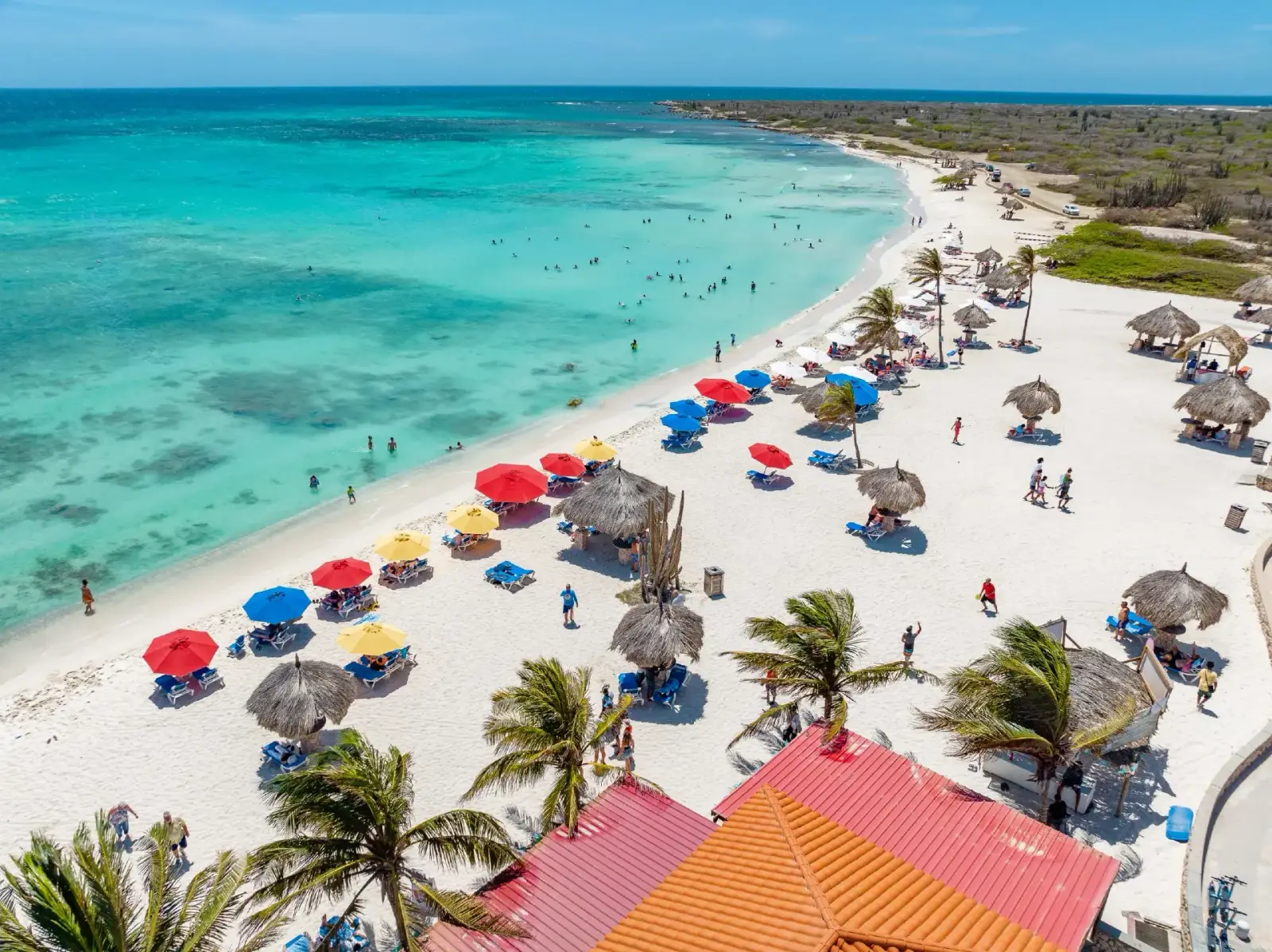 Scenic Aruba coastline with clear turquoise water