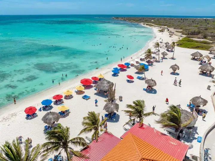 Calm cove beach with powder white sand on Aruba
